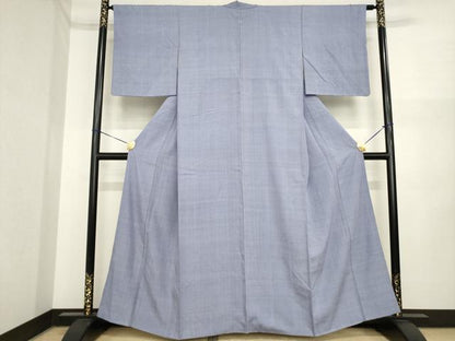 平和屋着物●本場結城紬　重要無形文化財　色無地　薄鼠色　正絹　逸品　AABI6871ck