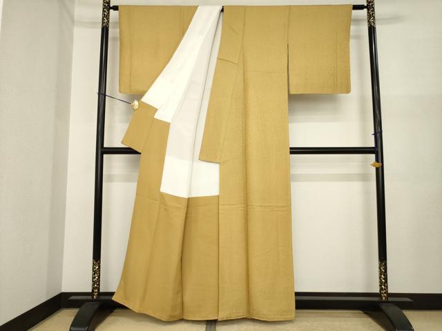 平和屋着物●上質な色無地　黄橡色　正絹　逸品　AABI6873ck