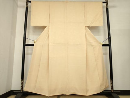 平和屋着物●上質な色無地　立波地紋　雄黄色　正絹　逸品　AABI6874ck