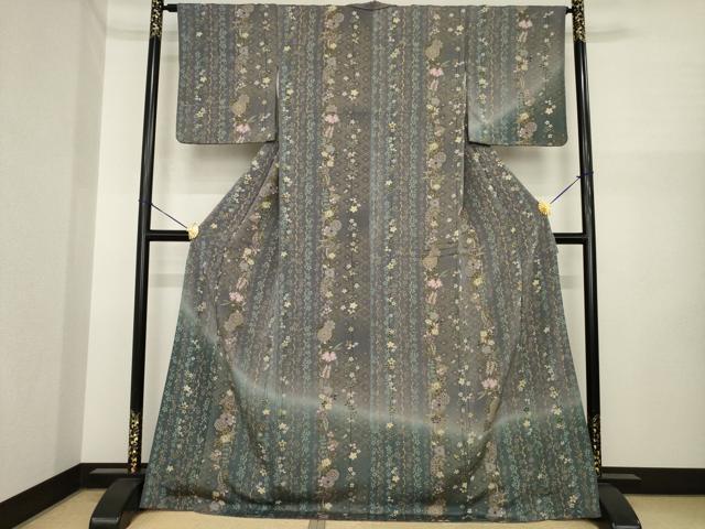 平和屋着物●訪問着　辻が花　草花文　暈し染め　金彩　正絹　逸品　AABI6876ck