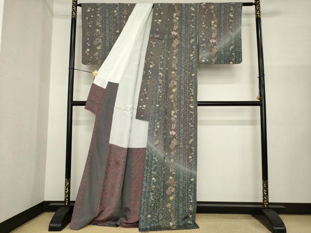平和屋着物●訪問着　辻が花　草花文　暈し染め　金彩　正絹　逸品　AABI6876ck