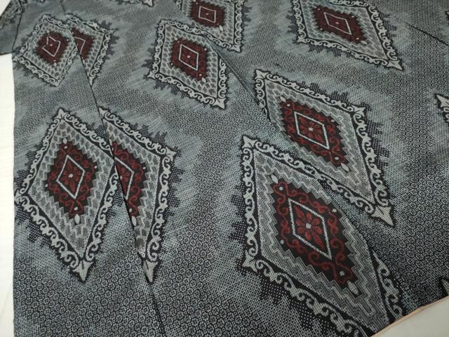 平和屋着物●本場大島紬　割込み絣　菱文　正絹　逸品　AABI6877ck