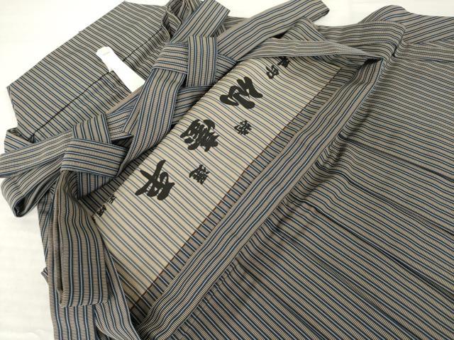平和屋着物●男性　仙台平　馬乗り袴　縞　正絹　逸品　AABI6878ck