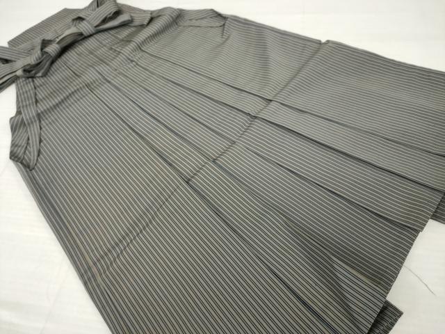 平和屋着物●男性　仙台平　馬乗り袴　縞　正絹　逸品　AABI6878ck