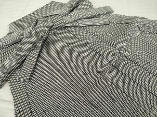 平和屋着物●男性　本場竹鳳平　馬乗り袴　縞　正絹　逸品　AABI6879ck