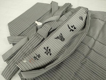 平和屋着物●男性　本場竹鳳平　馬乗り袴　縞　正絹　逸品　AABI6879ck