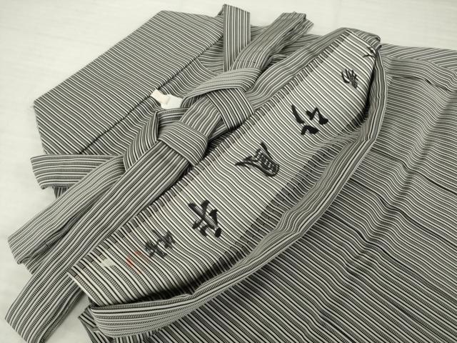 平和屋着物●男性　本場竹鳳平　馬乗り袴　縞　正絹　逸品　AABI6879ck