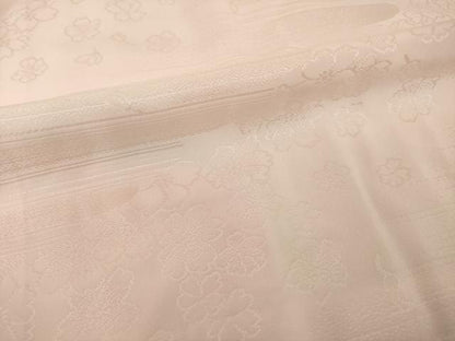 平和屋着物●振袖用長襦袢　袷　草花地紋　暈し染め　半衿刺繍　正絹　逸品　AABI6881ck