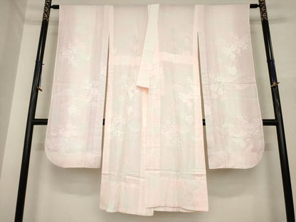 平和屋着物●振袖用長襦袢　無双仕立て　舞花地紋　暈し染め　正絹　逸品　AABI6882ck