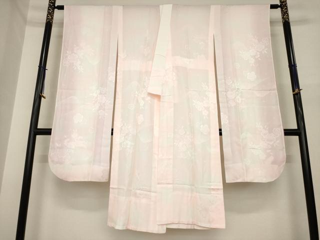 平和屋着物●振袖用長襦袢　無双仕立て　舞花地紋　暈し染め　正絹　逸品　AABI6882ck