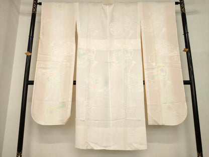 平和屋着物●振袖用長襦袢　無双仕立て　花鼓地紋　暈し染め　三越扱い　正絹　逸品　AABI6883ck