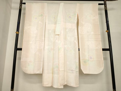 平和屋着物●振袖用長襦袢　無双仕立て　花鼓地紋　暈し染め　三越扱い　正絹　逸品　AABI6883ck