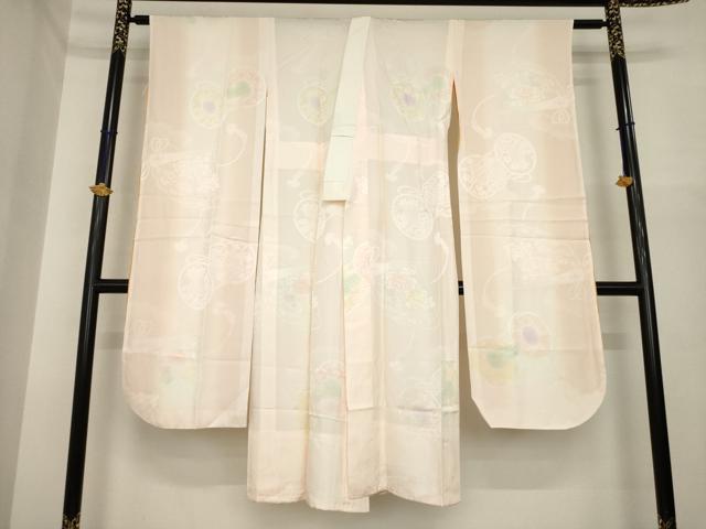 平和屋着物●振袖用長襦袢　無双仕立て　花鼓地紋　暈し染め　三越扱い　正絹　逸品　AABI6883ck