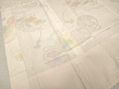 平和屋着物●振袖用長襦袢　無双仕立て　花鼓地紋　暈し染め　三越扱い　正絹　逸品　AABI6883ck