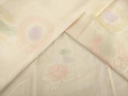 平和屋着物●振袖用長襦袢　無双仕立て　花鼓地紋　暈し染め　三越扱い　正絹　逸品　AABI6883ck