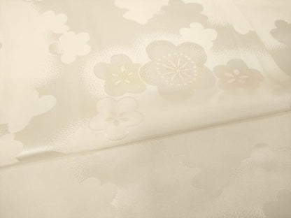 平和屋着物●振袖用長襦袢　無双仕立て　舞梅地紋　暈し染め　半衿刺繍　正絹　逸品　未使用　AABI6885ck