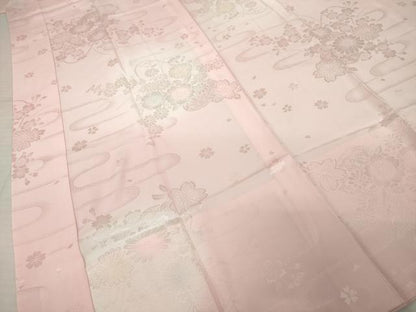平和屋着物●振袖用長襦袢　無双仕立て　花篭地紋　暈し染め　正絹　逸品　AABI6886ck