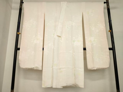 平和屋着物●振袖用長襦袢　袷　貝桶花地紋　暈し染め　半衿刺繍　正絹　逸品　AABI6887ck