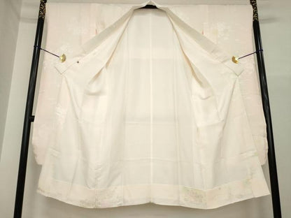 平和屋着物●振袖用長襦袢　袷　貝桶花地紋　暈し染め　半衿刺繍　正絹　逸品　AABI6887ck