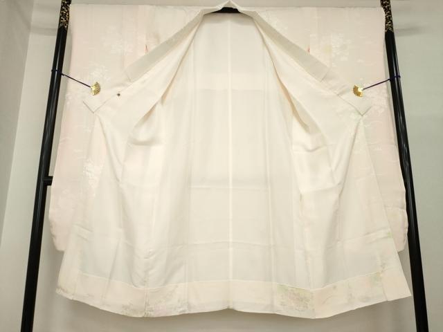平和屋着物●振袖用長襦袢　袷　貝桶花地紋　暈し染め　半衿刺繍　正絹　逸品　AABI6887ck
