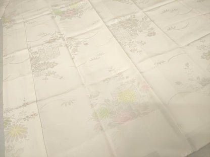 平和屋着物●振袖用長襦袢　袷　貝桶花地紋　暈し染め　半衿刺繍　正絹　逸品　AABI6887ck