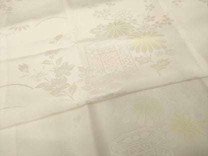 平和屋着物●振袖用長襦袢　袷　貝桶花地紋　暈し染め　半衿刺繍　正絹　逸品　AABI6887ck
