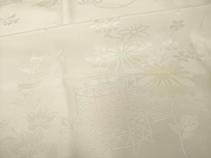 平和屋着物●振袖用長襦袢　袷　貝桶花地紋　暈し染め　半衿刺繍　正絹　逸品　AABI6887ck