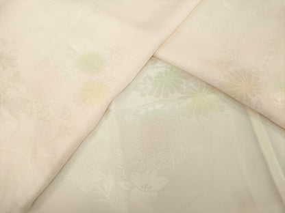 平和屋着物●振袖用長襦袢　袷　貝桶花地紋　暈し染め　半衿刺繍　正絹　逸品　AABI6887ck