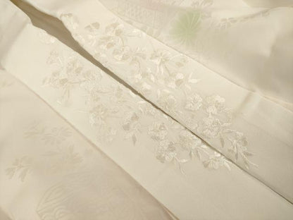 平和屋着物●振袖用長襦袢　袷　貝桶花地紋　暈し染め　半衿刺繍　正絹　逸品　AABI6887ck
