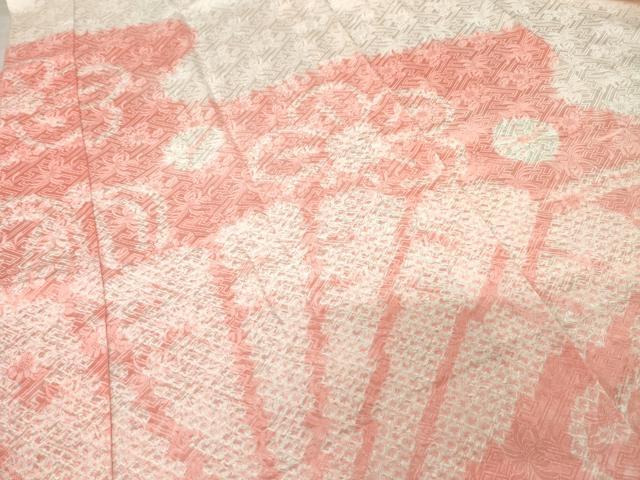 平和屋着物●振袖用長襦袢　無双仕立て　絞り　扇面花文　半衿刺繍　正絹　逸品　AABI6888ck