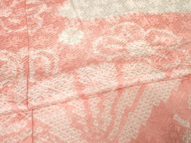 平和屋着物●振袖用長襦袢　無双仕立て　絞り　扇面花文　半衿刺繍　正絹　逸品　AABI6888ck