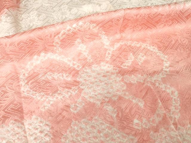 平和屋着物●振袖用長襦袢　無双仕立て　絞り　扇面花文　半衿刺繍　正絹　逸品　AABI6888ck