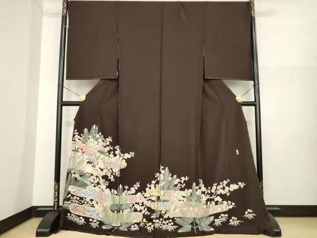平和屋着物●本加賀友禅作家　藤村建雄　色留訪問着　桃山　仮絵羽　正絹　逸品　未使用　AABI6889ck