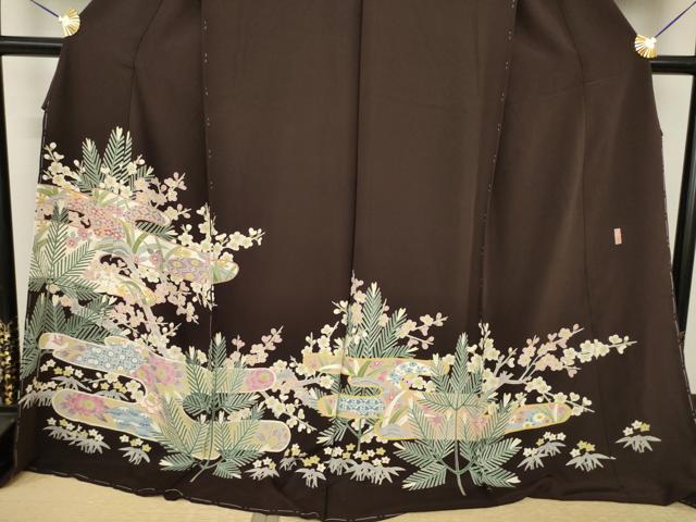 平和屋着物●本加賀友禅作家　藤村建雄　色留訪問着　桃山　仮絵羽　正絹　逸品　未使用　AABI6889ck