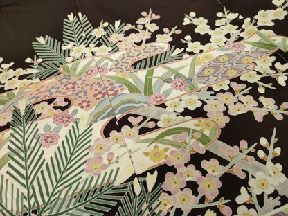 平和屋着物●本加賀友禅作家　藤村建雄　色留訪問着　桃山　仮絵羽　正絹　逸品　未使用　AABI6889ck