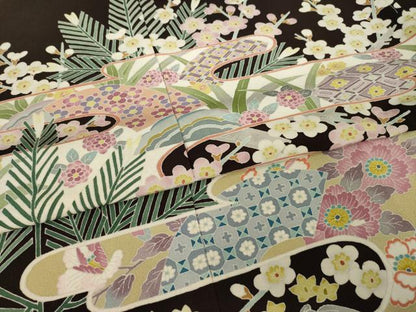 平和屋着物●本加賀友禅作家　藤村建雄　色留訪問着　桃山　仮絵羽　正絹　逸品　未使用　AABI6889ck