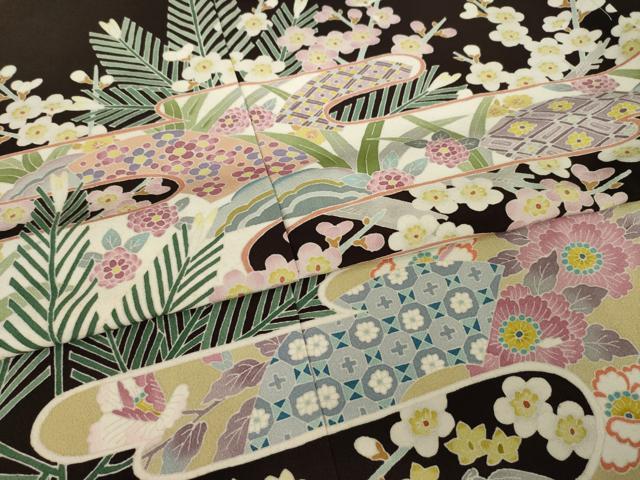 平和屋着物●本加賀友禅作家　藤村建雄　色留訪問着　桃山　仮絵羽　正絹　逸品　未使用　AABI6889ck
