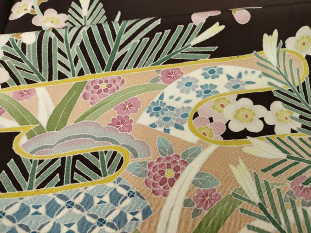 平和屋着物●本加賀友禅作家　藤村建雄　色留訪問着　桃山　仮絵羽　正絹　逸品　未使用　AABI6889ck