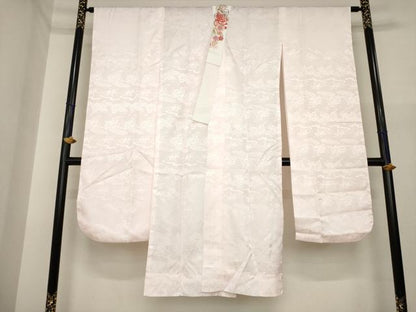 平和屋着物●振袖用長襦袢　無双仕立て　雲重ね地紋　虹色　半衿刺繍　洗える着物　AABI6895ck