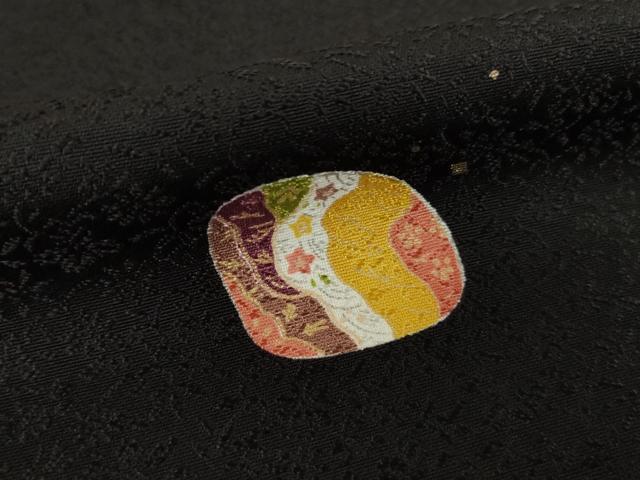 平和屋着物●上質な小紋　貝合わせ絵皿文　黒地　金彩　正絹　逸品　AABI6896ck