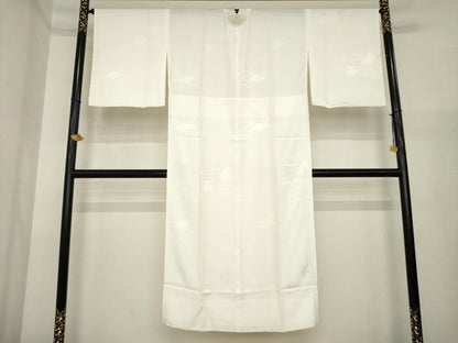 平和屋着物●長襦袢　無双仕立て　エ霞花地紋　白色　正絹　逸品　AABI6897ck