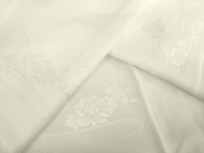 平和屋着物●長襦袢　無双仕立て　エ霞花地紋　白色　正絹　逸品　AABI6897ck