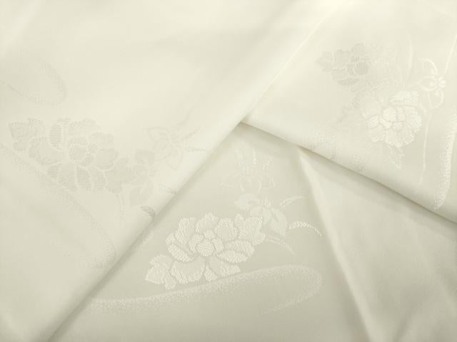 平和屋着物●長襦袢　無双仕立て　エ霞花地紋　白色　正絹　逸品　AABI6897ck