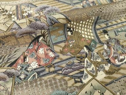 平和屋着物●訪問着　中国三大刺繍　スワトウ刺繍　汕頭刺繍　人物文　正絹　逸品　未使用　AABI6899ck