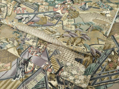 平和屋着物●訪問着　中国三大刺繍　スワトウ刺繍　汕頭刺繍　人物文　正絹　逸品　未使用　AABI6899ck