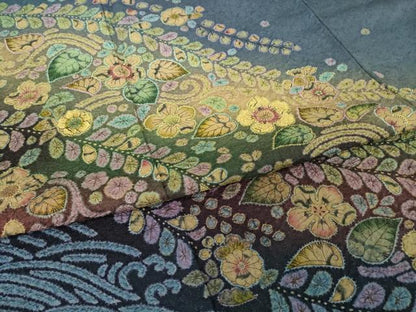 平和屋着物●訪問着　辻が花　絞り　刺繍　暈し染め　金糸　正絹　逸品　AABI6900ck