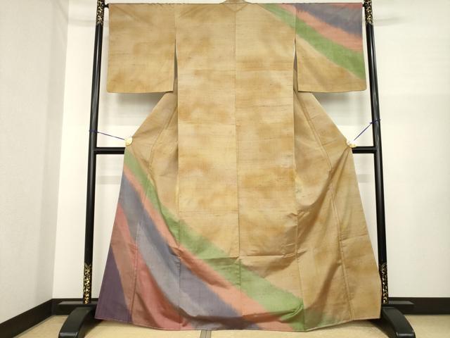 平和屋着物●訪問着　紬地　霞文　暈し染め　正絹　逸品　AABI6901ck