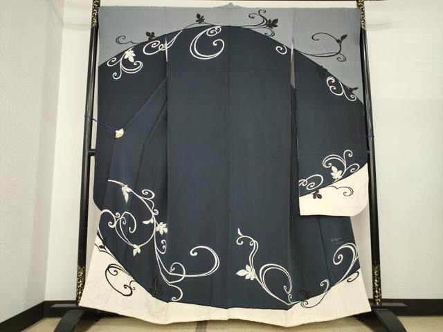 平和屋着物●豪華振袖　作家物　刺繍　唐草文　金彩　正絹　逸品　AABI6904ck