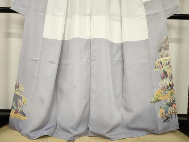 平和屋着物●本加賀友禅作家　百貫華峰　色留訪問着　風景文　正絹　逸品　AABI6905ck