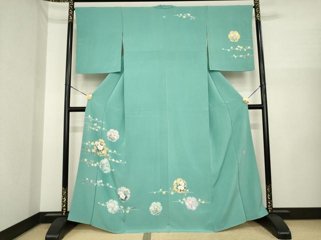 平和屋着物●訪問着　友禅　作家物　峰山　雪輪花文　正絹　逸品　AABI6906ck